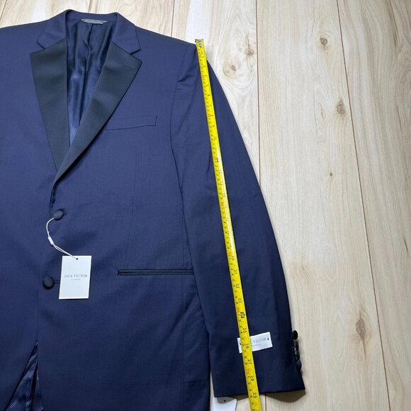 Jack Victor Men's Navy Blue Notch Lapel Two-Button Classic Blazer Jacket Size 44 - Picture 6 of 16